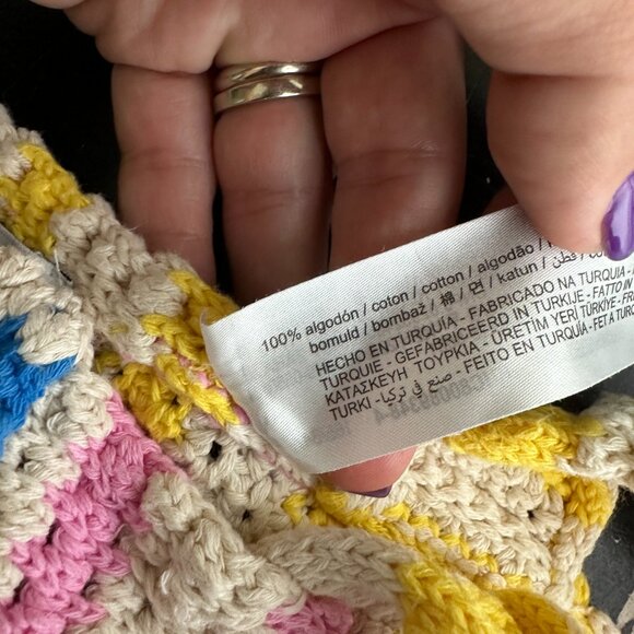 2/$24 ZARA Crochet Knit Cropped Tank Top Multi Striped Small #A0642 - Picture 7 of 8